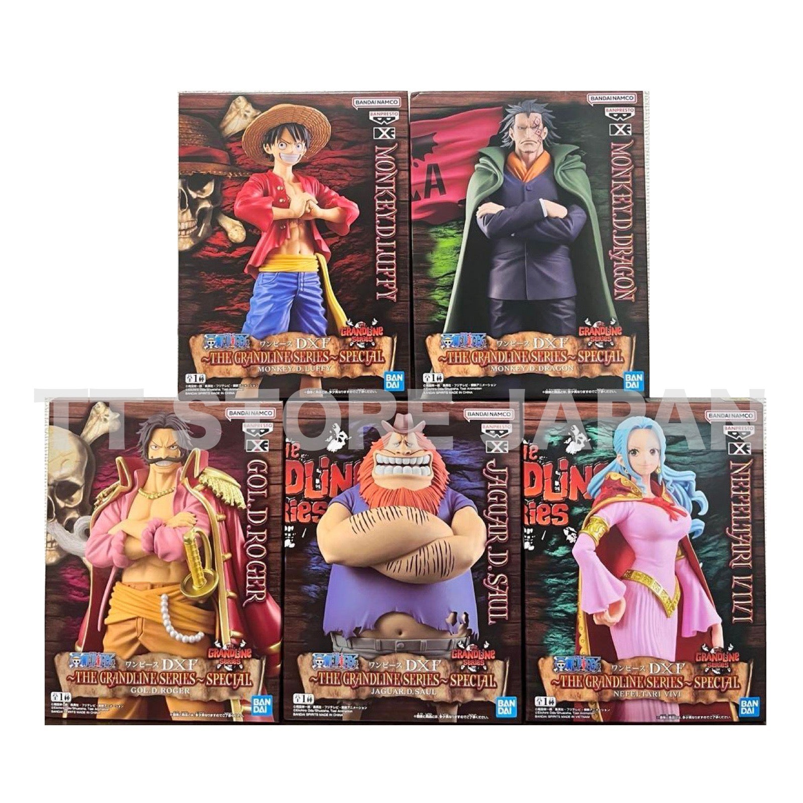 One Piece Figure LUFFY DRAGON JAGUAR VIVI ROGER Set Dxf Grandline Special