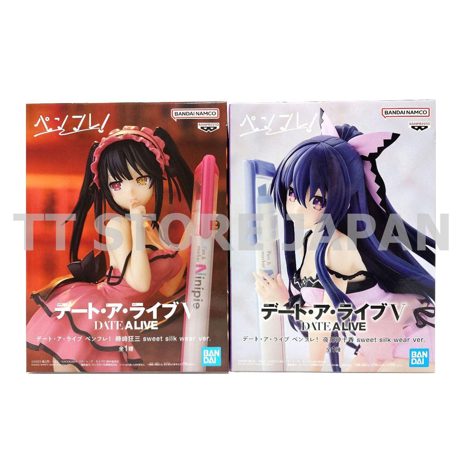 Date A Live Figure Kurumi Tokisaki Tohka Yatogami Set Penfre! Sweet Silk Wear