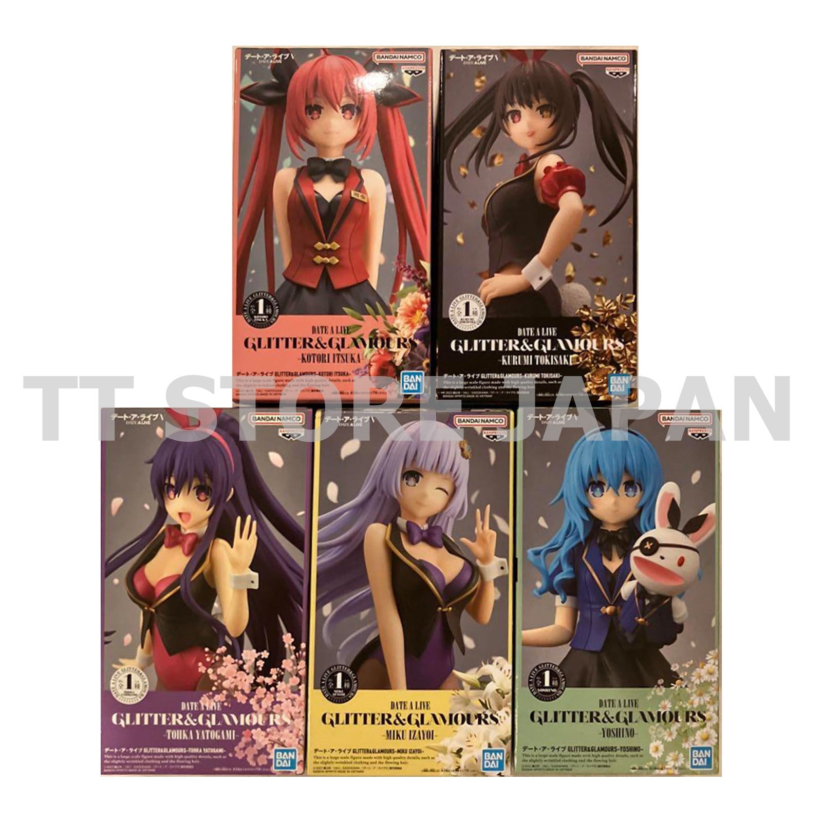DATE A LIVE Figure Tohka Yoshino Miku Kotori Kurumi Set Gliiter & Glamours New