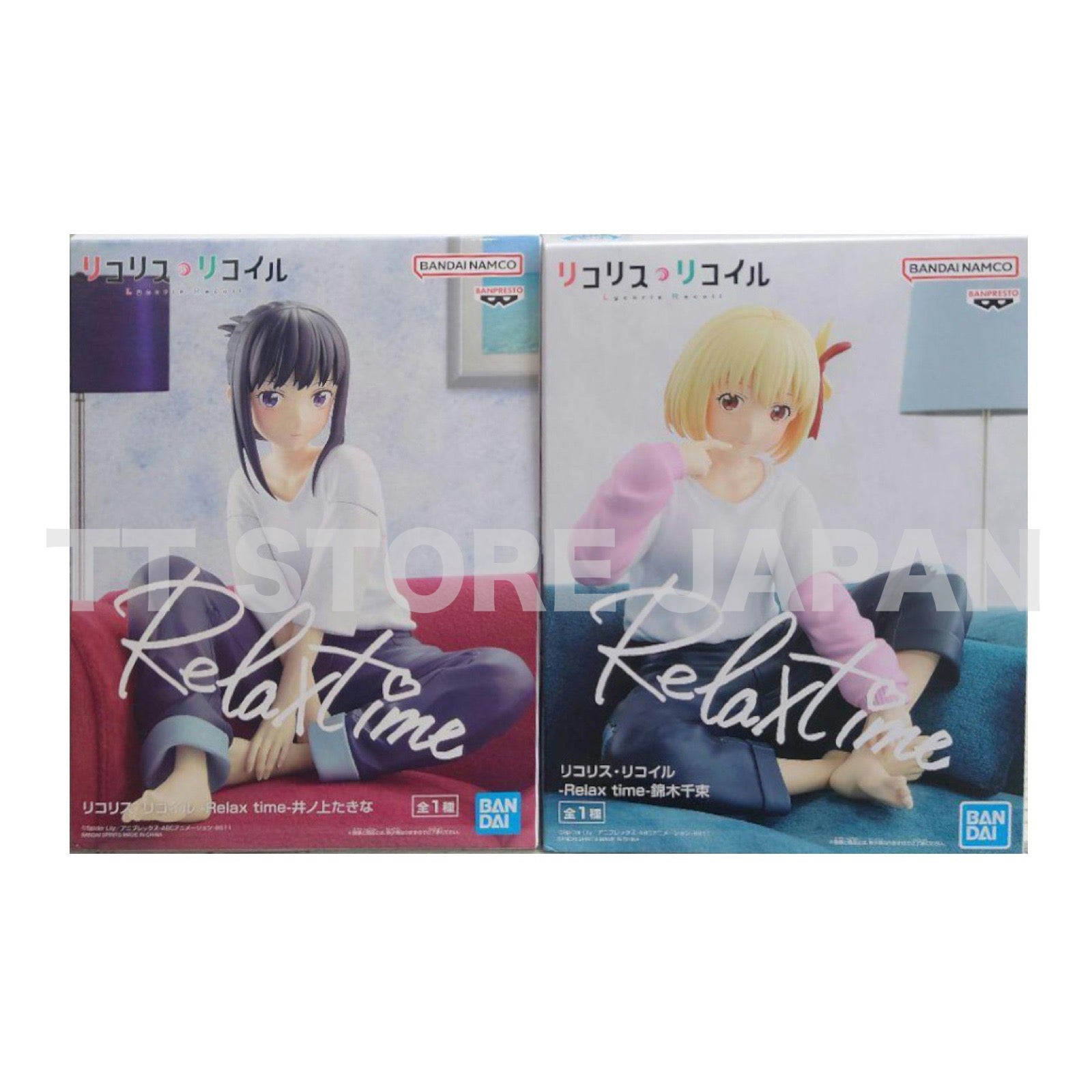 Lycoris Recoil Figure Chisato Nishikigi Takina Inoue Set Relax time Banpresto