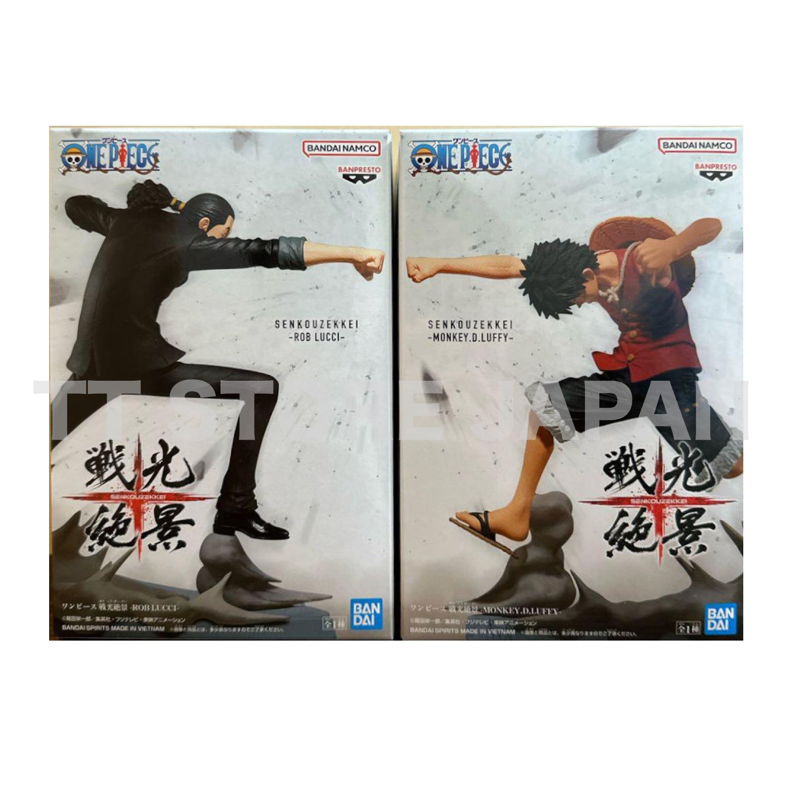 One Piece Figure Monkey D Luffy Rob Lucci Set Senkou Zekkei Banpresto